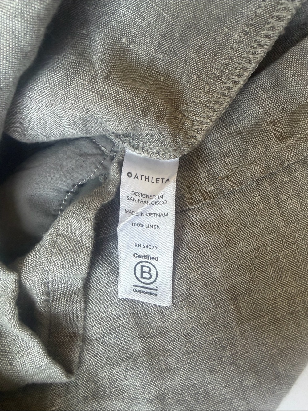 Athleta 100% Linen 4" Shorts Gray 100% Linen Drawstring Size 4 - Picture 6 of 6